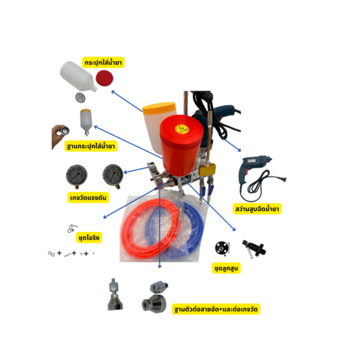 1 ตัวต่อสายอัด+เกจวัด+ยึดลูกสูบ
