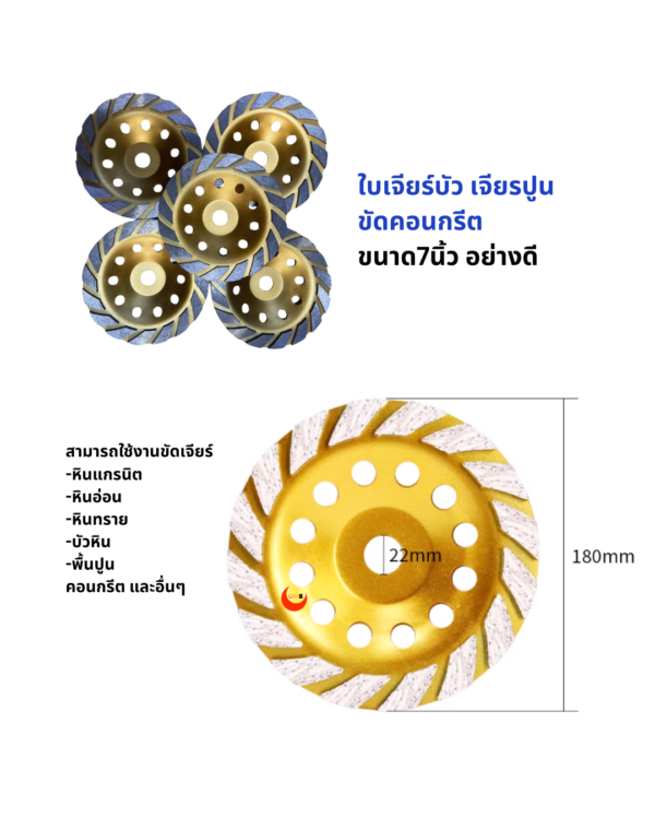 74 ใบขัดเจียรเพชร ขนาด 7นิ้ว - 180mm